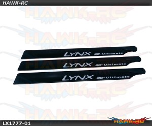 Lynx Carbon Plastic Main Blade 250mm - 3Pcs, Black