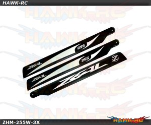ZEAL Carbon Fiber Main Blade 255mm - White (Tri Blades)