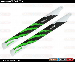 ZEAL Carbon Fiber Main Blades 520mm Energy (Green)