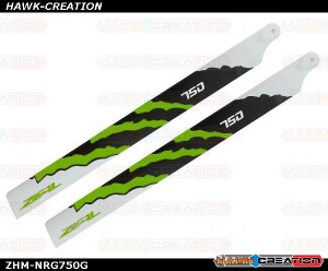 ZEAL Carbon Fiber Main Blades 750mm Energy (Green) 