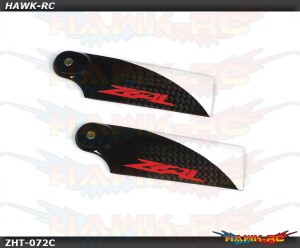 Zeal Carbon Fiber Tail Blades 72mm (Neon Orange)