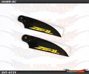 Zeal Carbon Fiber Tail Blades 72mm (Yellow)