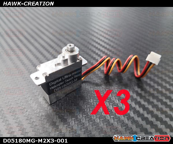 Programable D05180MG-M Full Metal Gear and Metal Top and Lower Case Micro Size Servo180 CFX Hard 3D Edition Combo (3pcs) -Version 2