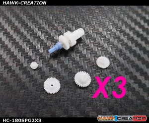 Hawk Creation Plastic Servo Gear Set Combo (3Sets) - 180CFX