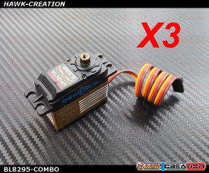 DEKO BL8295 Brushless Digital Standard Size Servo ( 0.06s, 22kg @ 8.4V ) COMBO (3pcs)