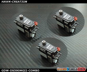 GDW DS590MGII Digital Mini Size Servo - COMBO 3pcs (Black)(Coreless 12Kg.cm@8.4V,0.07sec/60degree)