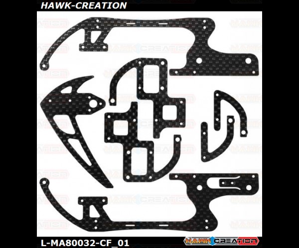 L-MA Carbon Fiber Logo 200 Style Frame and Tail Fin Set for OMPHOBBY M2 Explore, M2 V2