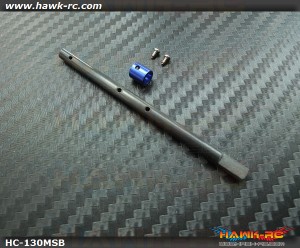 Hawk Creation 4mm Solid CF Main Shaft + CNC Collar (Blue) For 130 X