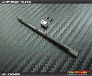Hawk Creation 4mm Solid CF Main Shaft + CNC Collar (Silver) For 130 X