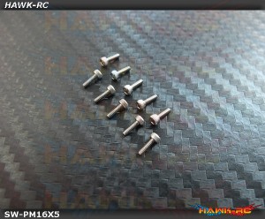 M1.6 x 5mm Hex Stainless Steel Screws (10pcs) - 180CFX