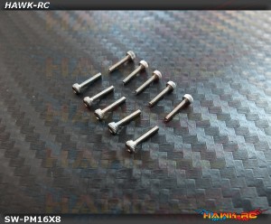 M1.6 x 8mm Hex Stainless Steel Screws (10pcs) - 180CFX