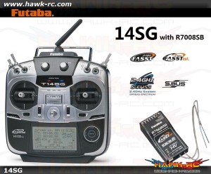 Futaba 14SG 2.4Ghz FASST 14ch Transmitter & R7008SB HV Receiver S.Bus Combo(Mode 2)