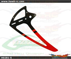 SAB Carbon Fiber Vertical Fin Red - Goblin 500