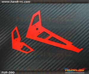 FUSUNO Neon Red Fiberglass Hor/Ver Fin Compatible With Gaui X3