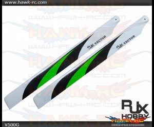 RJX  Vector  Green 500mm Premium CF Blades-FBL Version