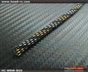 Hawk Creation Servo Wire Braided Sleeving Wrap 6mm/2M (Black/Gold/Silver)