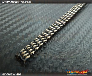 Hawk Creation Servo Wire Braided Sleeving Wrap 6mm/2M (Black/Gold)