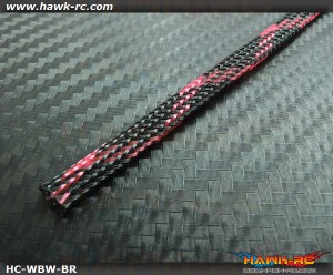 Hawk Creation Servo Wire Braided Sleeving Wrap 6mm/2M (Black/Red)