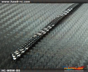 Hawk Creation Servo Wire Braided Sleeving Wrap 6mm/2M (Black/Silver)