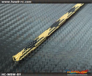 Hawk Creation Servo Wire Braided Sleeving Wrap 6mm/2M (Black/Yellow)