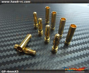 High Quality Gold Plated Banana Plug Connector 4mm x 5 Pairs